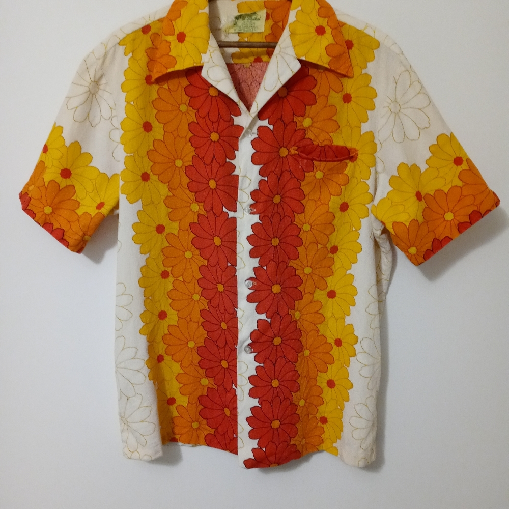 VTG 100% cotton bark cloth Hawaiian Shirt by Ui-Maikai